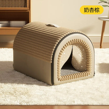 Thickened Winter Pet Bed - Enclosed Dog House & Cat Tent, Washable
