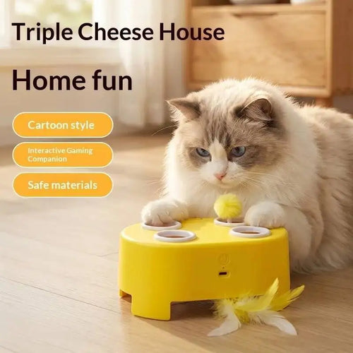 Interactive Whack-A-Mole Cat Toy Automatic Pop-Up Feather Toy