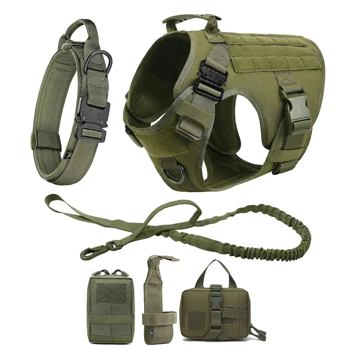 tactical dog harness set with molle pouches – training vest