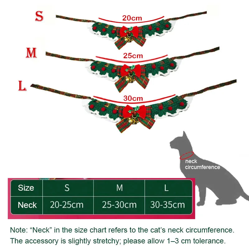 crocheted christmas cat bow tie collar for kittens and puppies