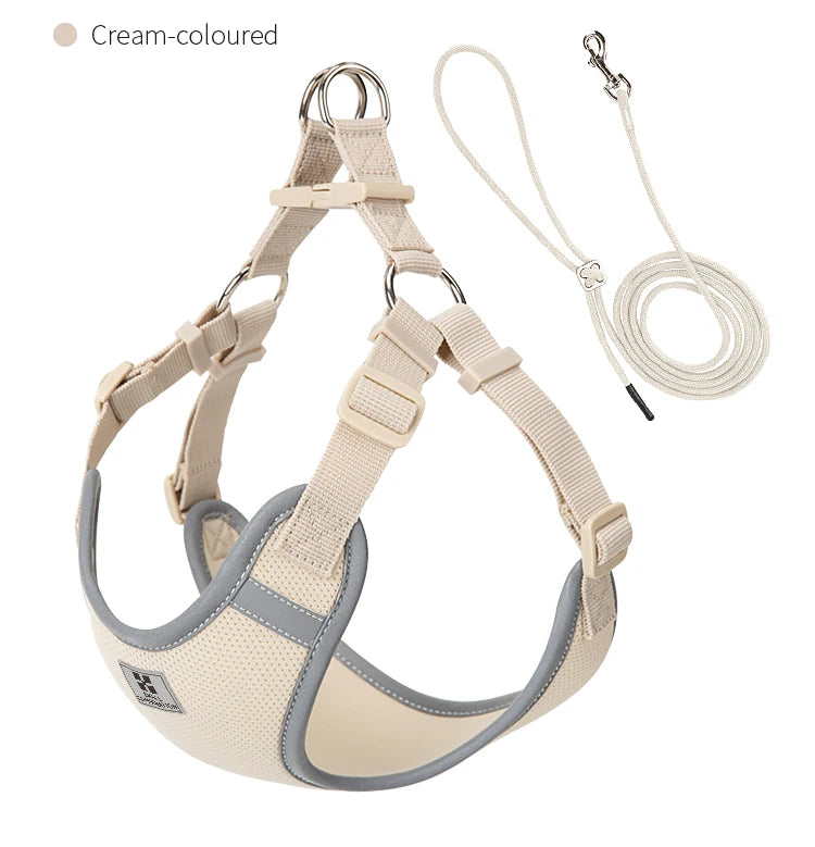 reflective adjustable pet harness & leash set for small/medium dogs