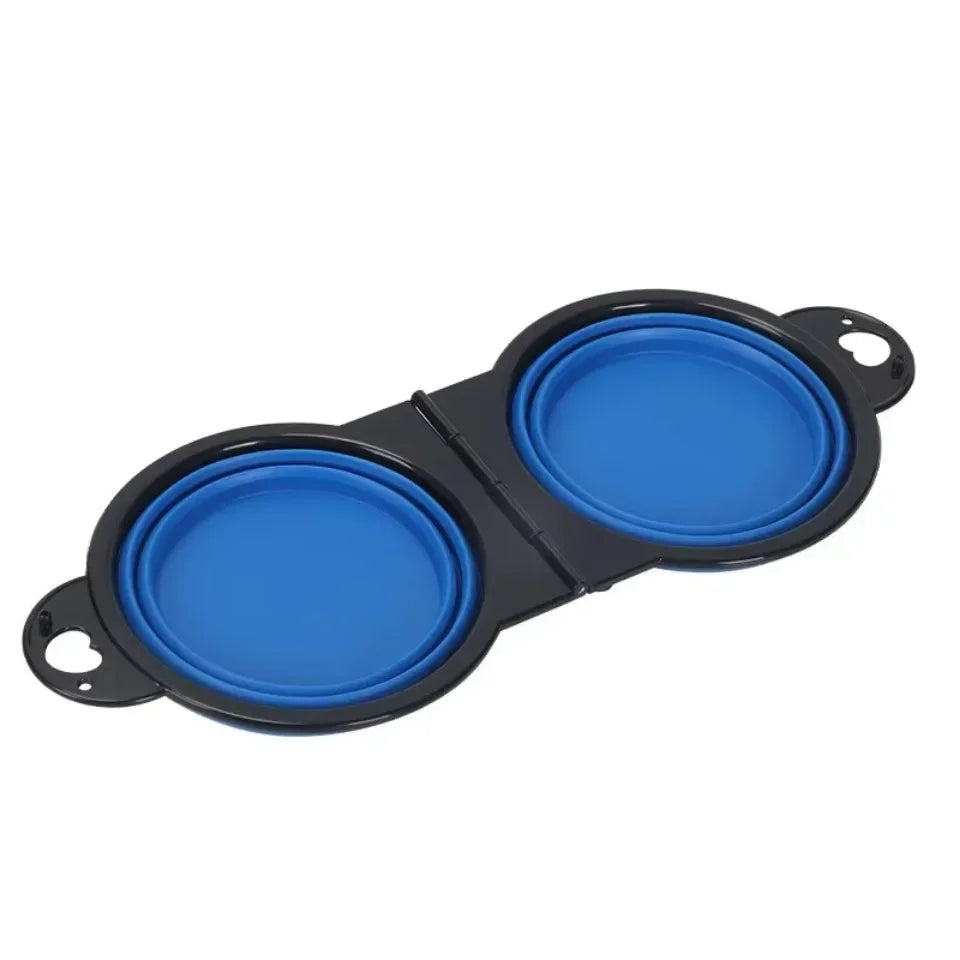 zhuoji 2-in-1 foldable dual bowl – portable travel feeding set