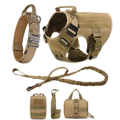 Tactical Dog Harness Set with MOLLE Pouches – Training Vest