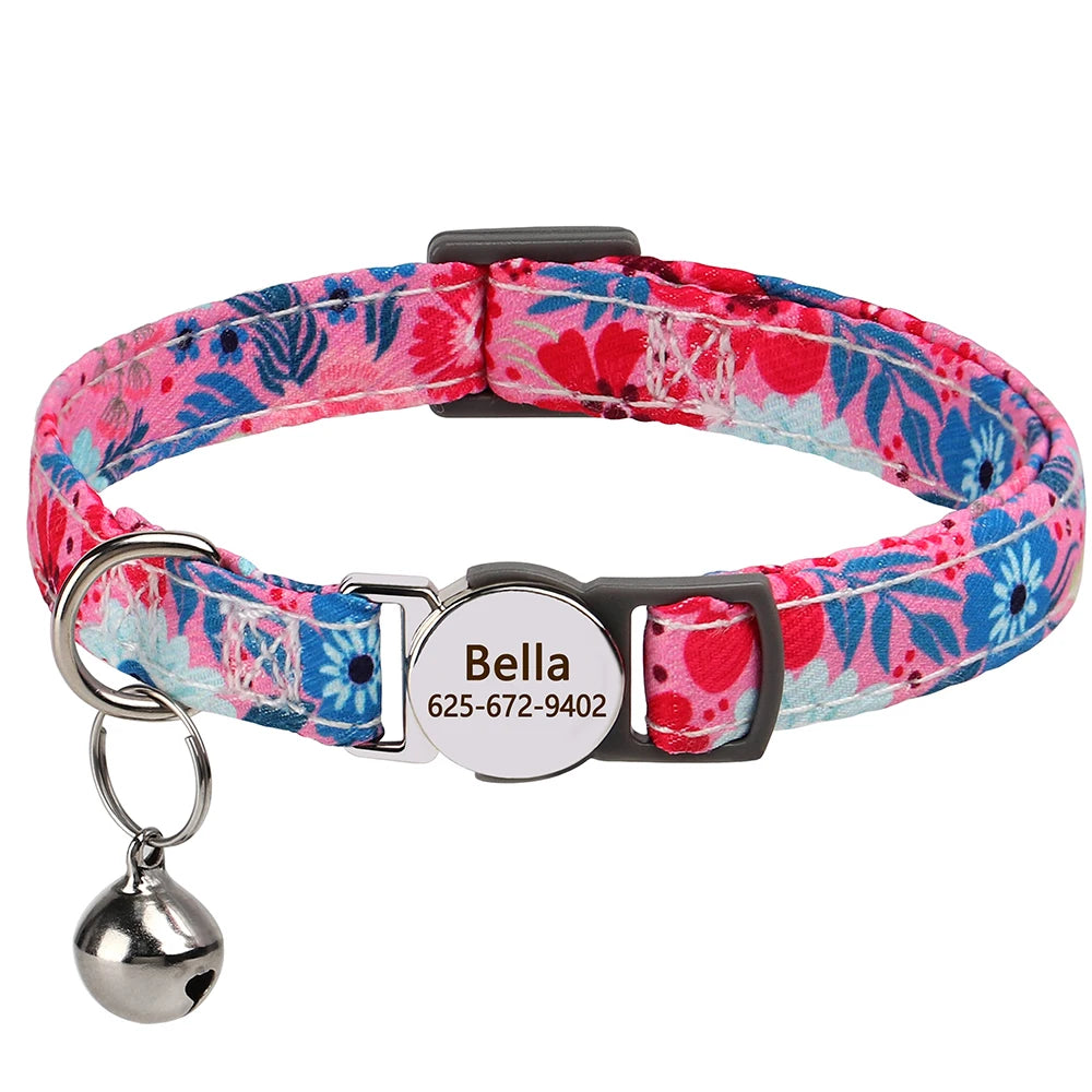 personalized cat collar with bell - free engraved, breakaway safe