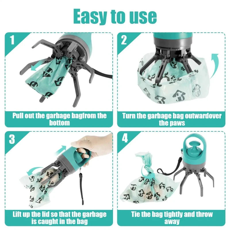 portable no-touch pooper scooper – dog waste grabber with bags