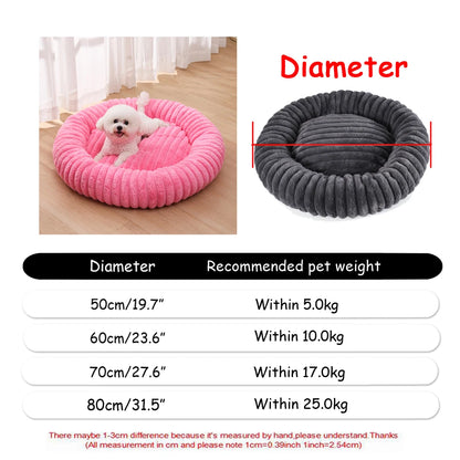 Round Plush Dog Bed, Warm Non-Slip Washable Bed for Dogs & Small Cats