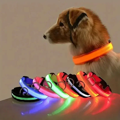 LED Glow Dog Collar - Battery-Powered Night Walking Safety Collar
