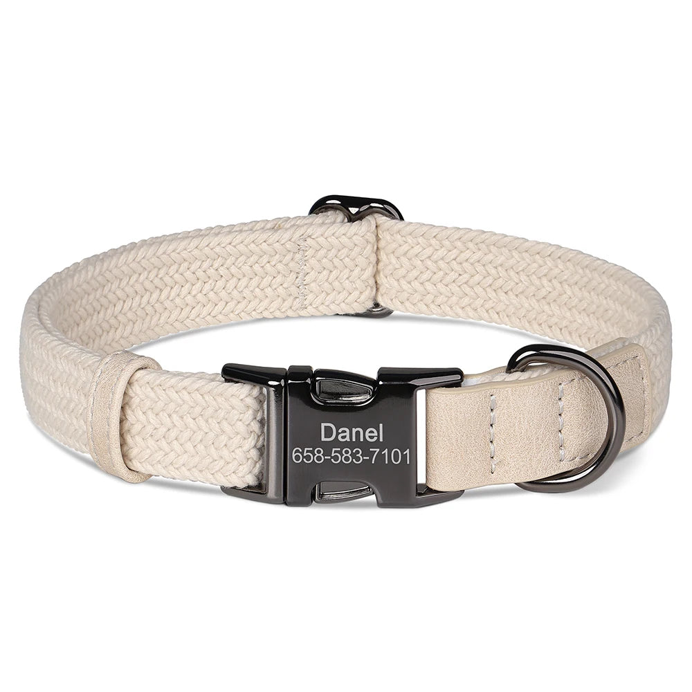 custom engraved nylon dog collar for small, medium, and large dogs
