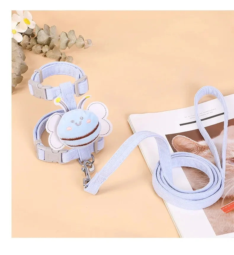 cute bee cat harness & leash set – adjustable walking vest