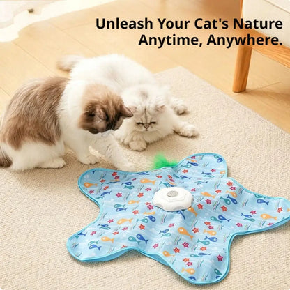 Hide & Seek Automatic Cat Play Mat 360° Feather Hunting Toy