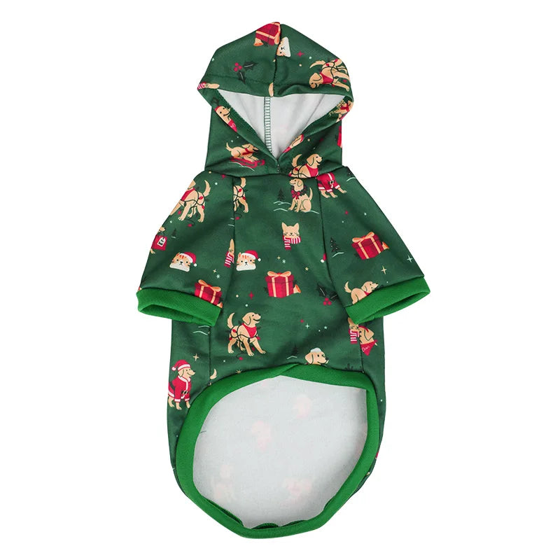 festive christmas dog hoodie for autumn and winter holiday pet clothes
