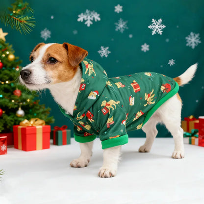 Festive Christmas Dog Hoodie for Autumn and Winter Holiday Pet Clothes