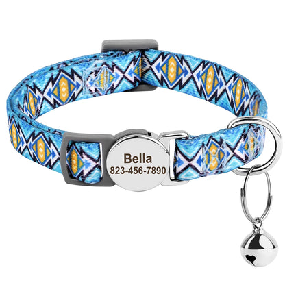 Personalized Cat Collar with Bell - Free Engraved, Breakaway Safe
