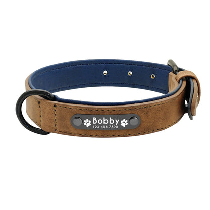 Personalized Leather Dog Collar & Leash Set - Soft, Padded, Durable