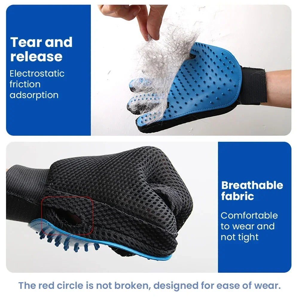 eeljoy 2-in-1 pet grooming glove – deshedding massage brush