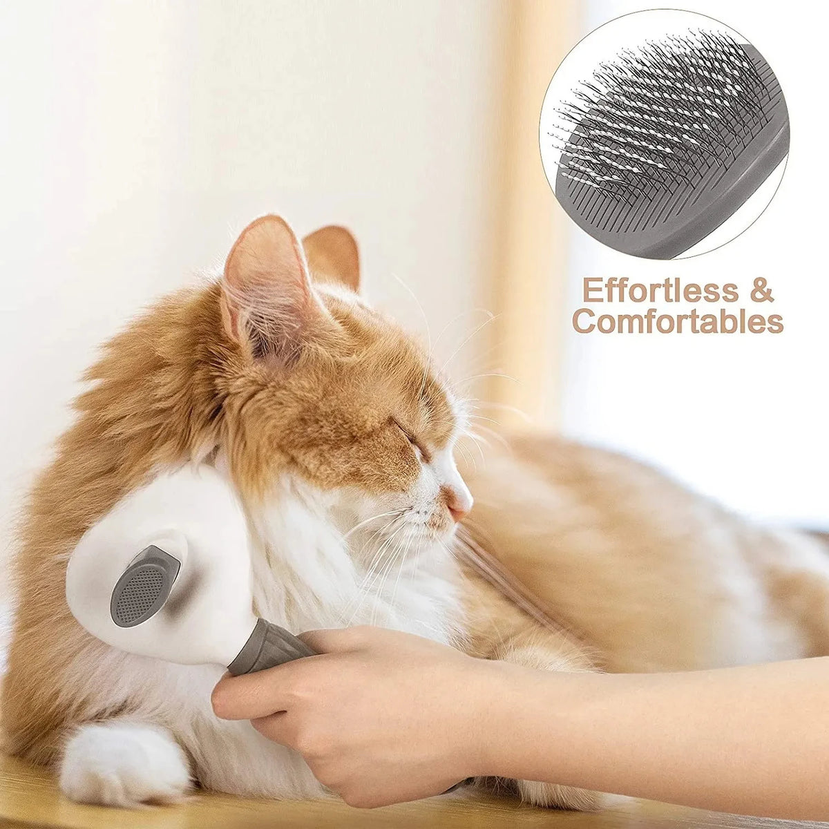 self-cleaning pet hair brush – dematting comb for dogs & cats