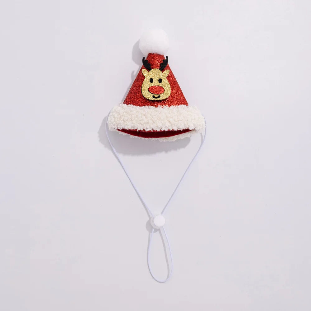 soft red christmas cat hat and scarf with adjustable chin strap