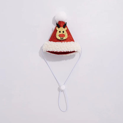 Soft Red Christmas Cat Hat and Scarf with Adjustable Chin Strap