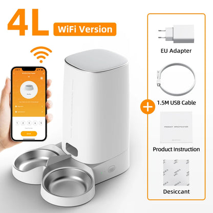 ROJECO Smart WiFi Automatic Cat Feeder – 4L Auto Pet Dispenser