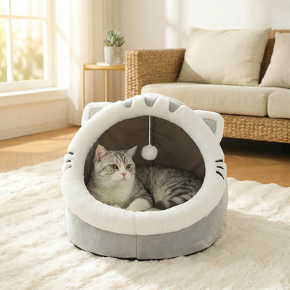 Cozy Cave Cat Bed – Warm Plush Tent for Deep, Comfortable Sleep