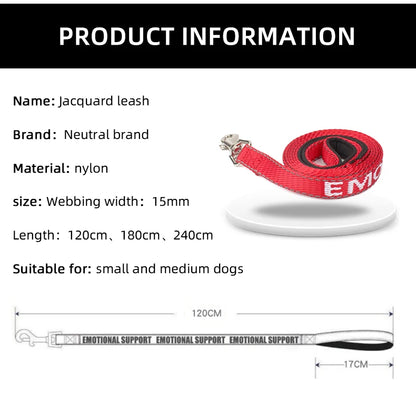 Red Reflective Padded Dog Leash for Outdoor Walking and Running Sport