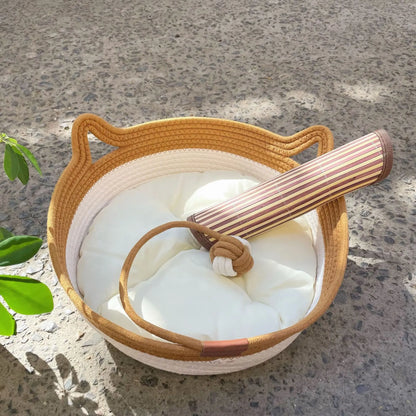 Four Seasons Woven Cat Bed – Breathable Rattan Cat Nest