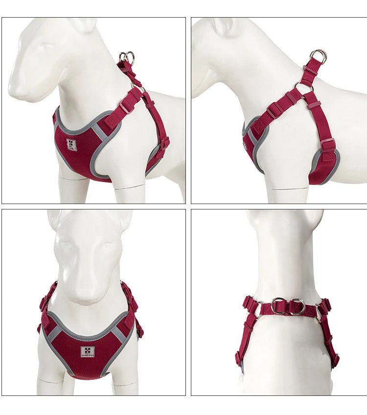 reflective adjustable pet harness & leash set for small/medium dogs