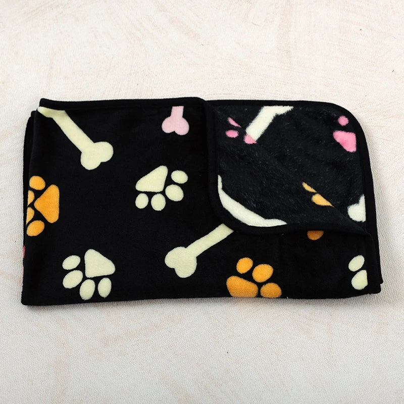soft fluffy paw print pet blanket for puppies and cats warm flannel mat