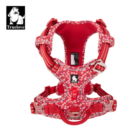 Floral Cotton No-Pull Dog Harness with Padded Comfort, Adjustable