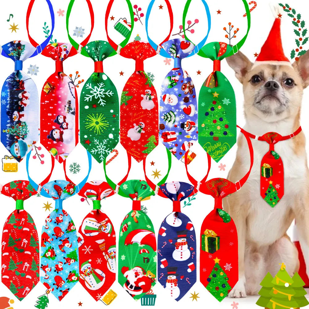 10 pack adjustable christmas dog bow ties and neckties for cats & puppies