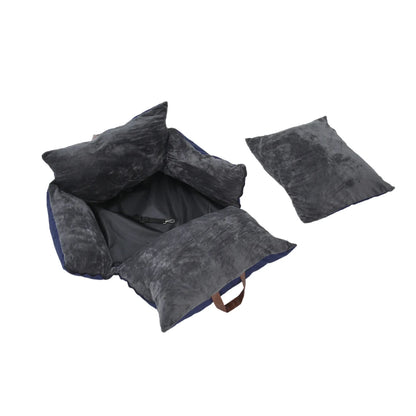 Plush Pet Car Seat Bed for Cats & Puppies with Safety Buckle and Strap