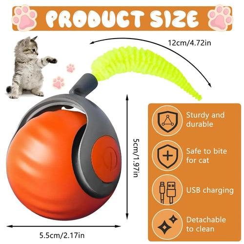 Speedy Tail 2.0 Interactive Cat Ball Toy with Dual-Speed Modes
