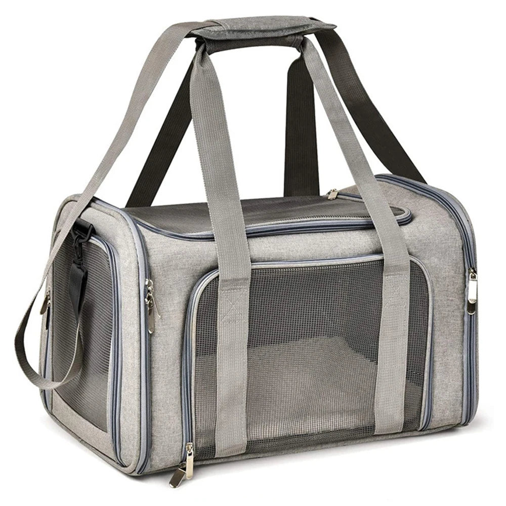 collapsible travel pet carrier for cats & dogs up to 15 lbs