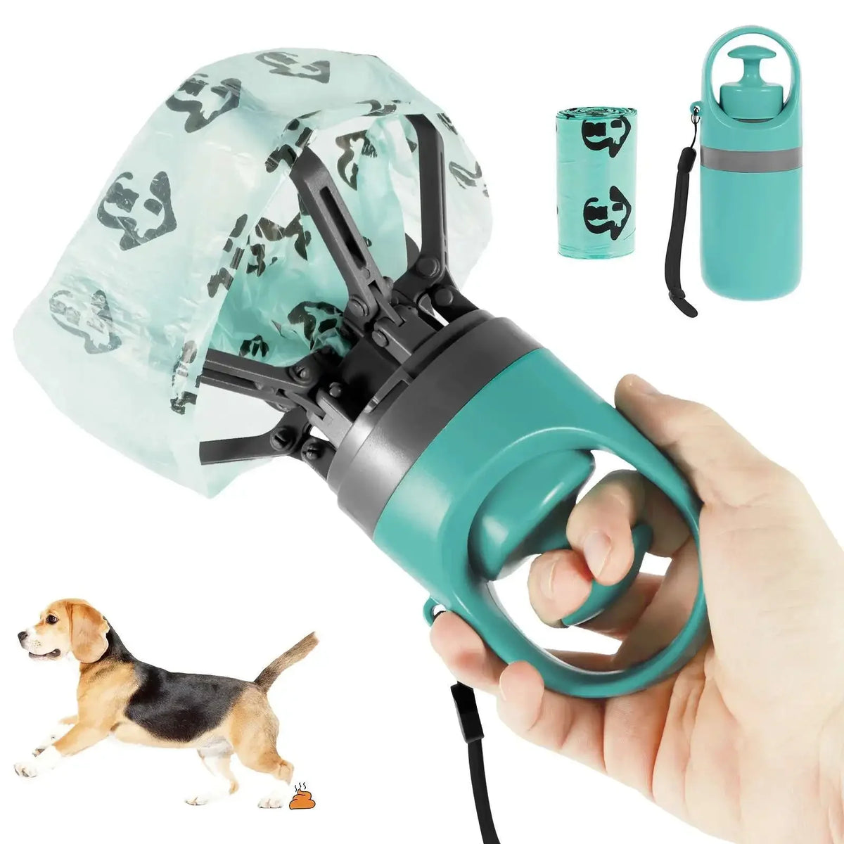 portable no-touch pooper scooper – dog waste grabber with bags