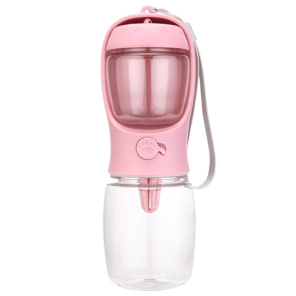 portable pet water bottle with food dispenser – travel cup