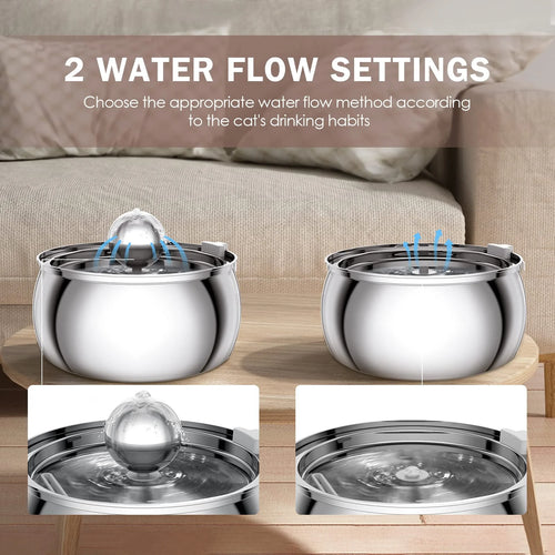 4L Stainless Steel Automatic Pet Water Fountain Quiet Filter for Cats