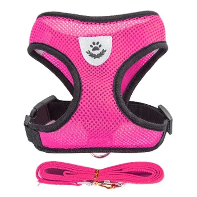 adjustable mesh vest harness & leash - breathable for cats & dogs