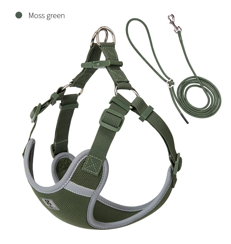 reflective adjustable pet harness & leash set for small/medium dogs
