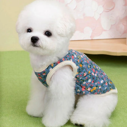 Floral Winter Pet Coat for Puppies and Cats Warm Plush Jacket