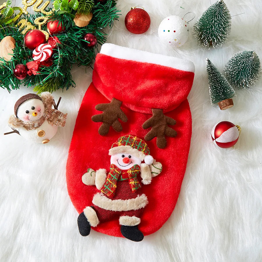 flannel christmas puppy and cat hoodie for small and medium pets