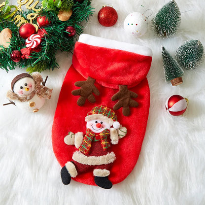 Flannel Christmas Puppy and Cat Hoodie for Small and Medium Pets