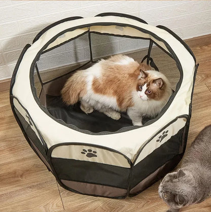 Foldable Pet Tent Playpen - Octagonal Outdoor Fence for Dogs & Cats