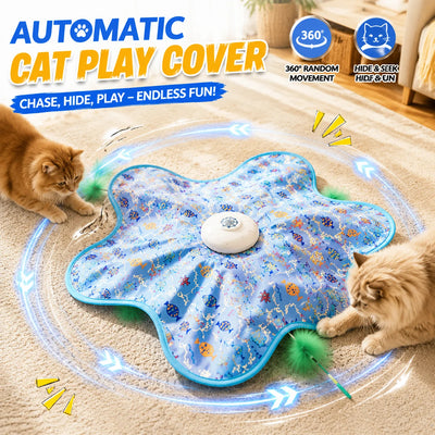 Hide & Seek Automatic Cat Play Mat 360° Feather Hunting Toy