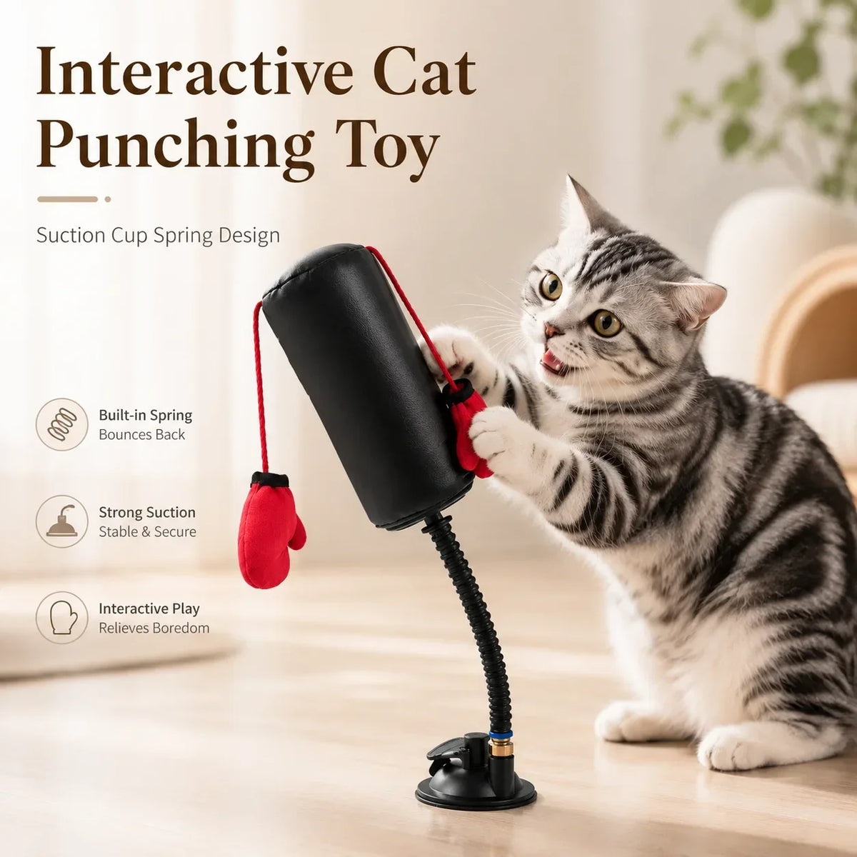 paw punch cat boxing bag – interactive spring indoor exercise toy