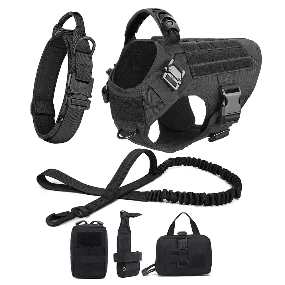 tactical dog harness with molle system – heavy-duty large dog vest
