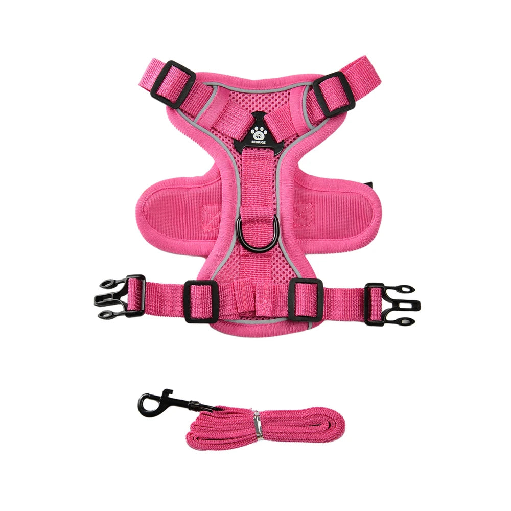 breathable puppy harness leash set with reflective chest strap vest