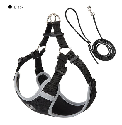 Reflective Adjustable Pet Harness & Leash Set for Small/Medium Dogs