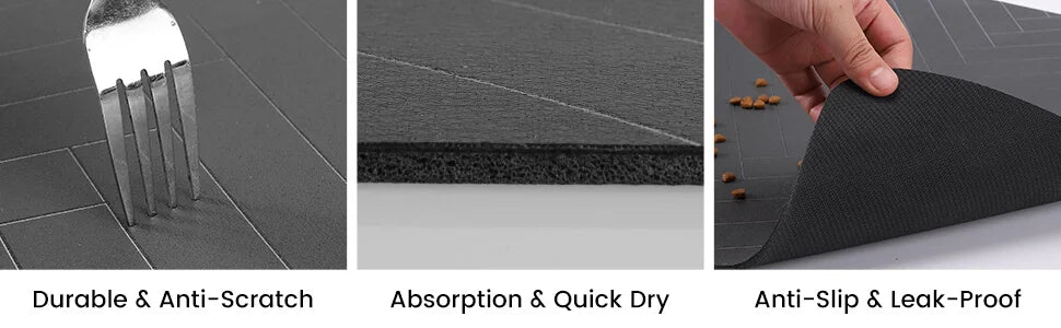 absorbent waterproof pet feeding mat with non-slip rubber backing