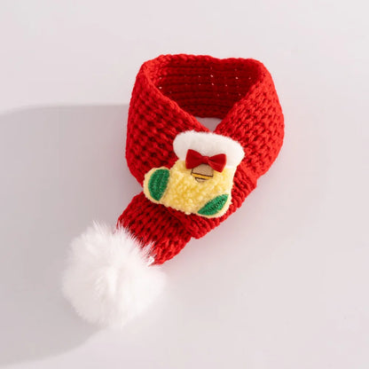 Soft Red Christmas Cat Hat and Scarf with Adjustable Chin Strap