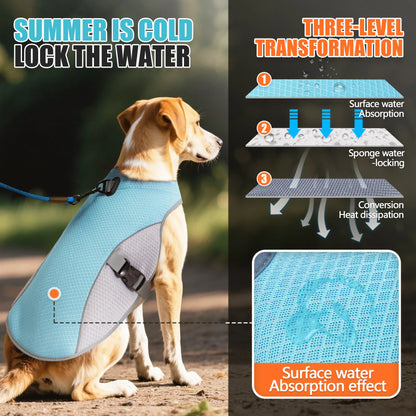 Dog Cooling Vest Harness with Portable Water Bottle for Summer Walks